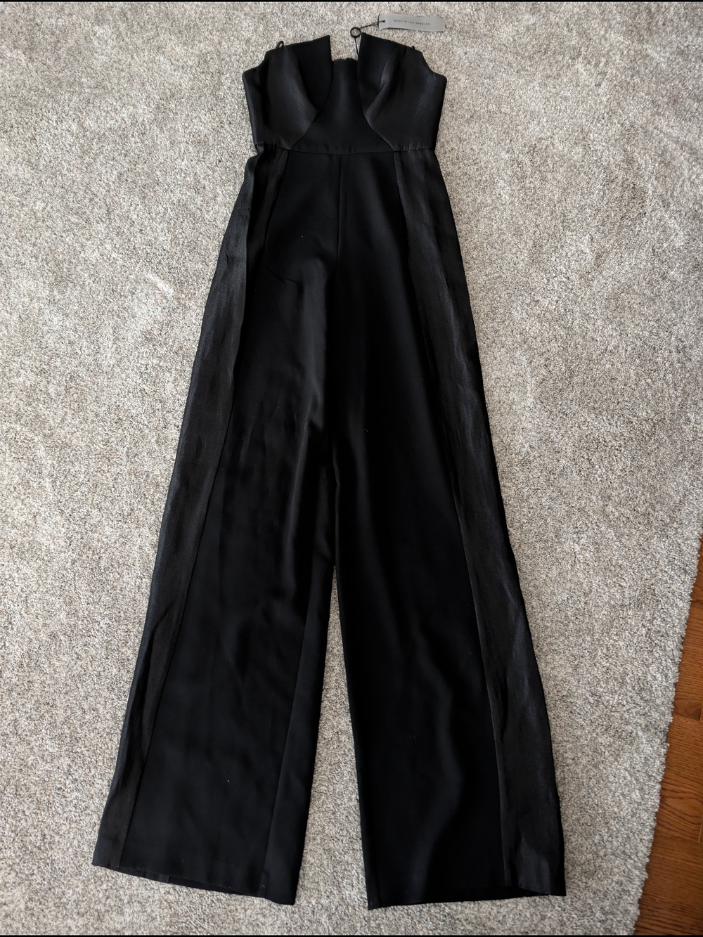 NWT Black Halo Lena Strapless Tuxedo Wide Leg Jumpsuit in Black Size 2 $435 MSRP